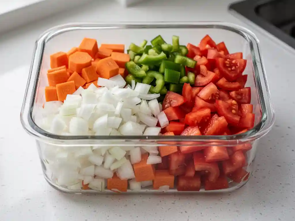 Clean diced vegetables